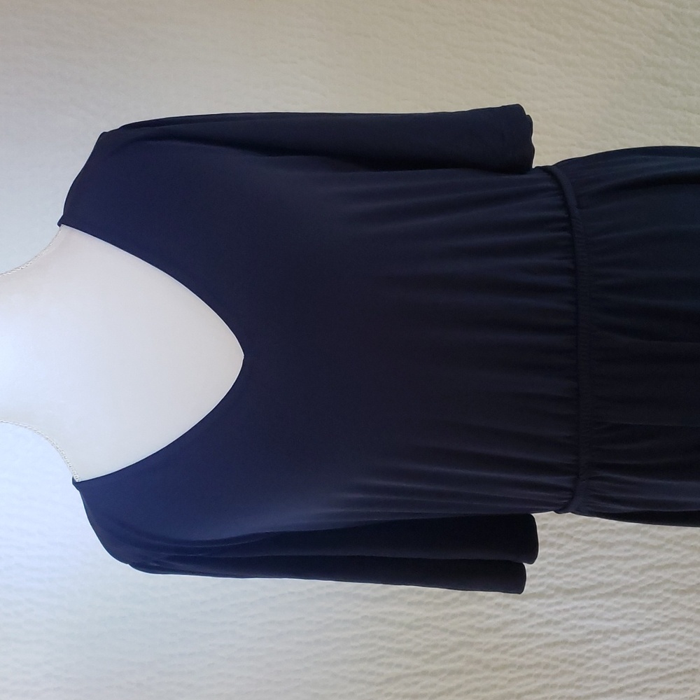 Flowy Dress Dark Blue Dress Flutter Sleeves - Picture 11 of 11